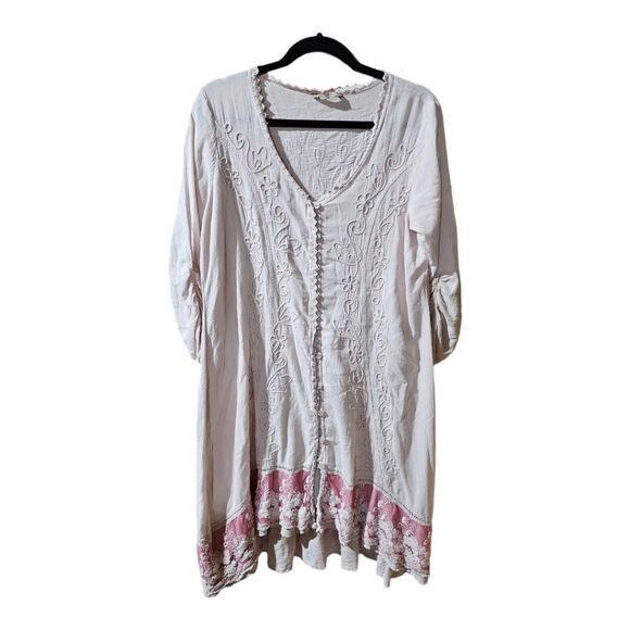 SOLD!! SOFT SURROUNDINGS Soft Pink Prairie Dress - Size XL - Picture 1 of 9